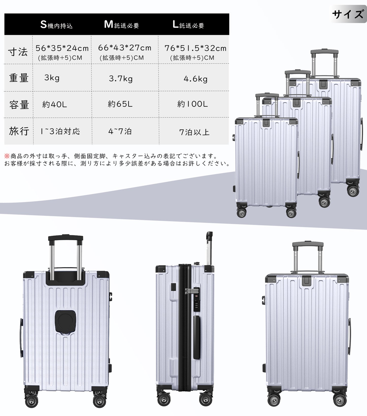 [Ashard] スーツケース 拡張機能付 ストッパー付き キャリーケース USBポート付き カップホルダー付き 超軽量 キャリーバッグ 隠しフック付き 耐衝撃 大型 静音 ダブルキャスター TSAローク搭載 ファスナータイプ 旅行 ビジネス 出張(1-3泊)